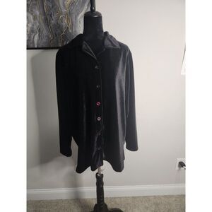 Mahudi Knitwear Black Velvet Button Front Shirt – Size XL